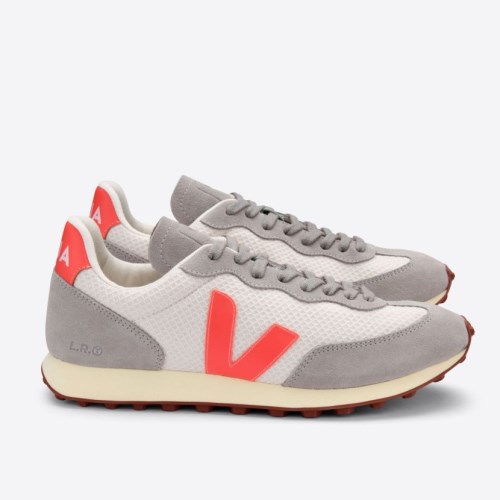 Veja Rio Branco Hexamesh Mens Trainers Grey/Orange UK 45698